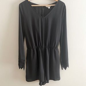 Romper, Long Sleeve Shorts Black